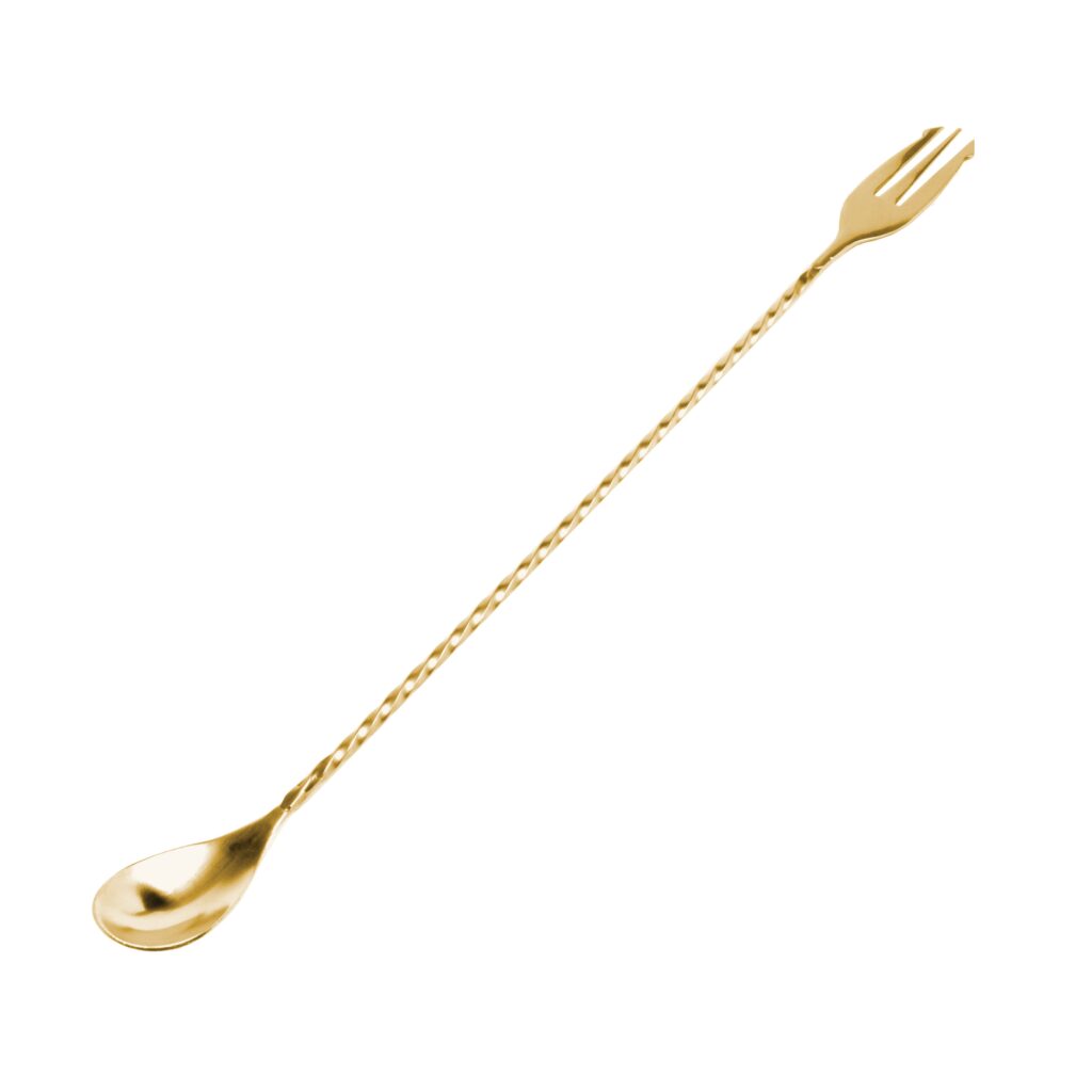Cuchara Bartender 315mm Tridente Dorada
