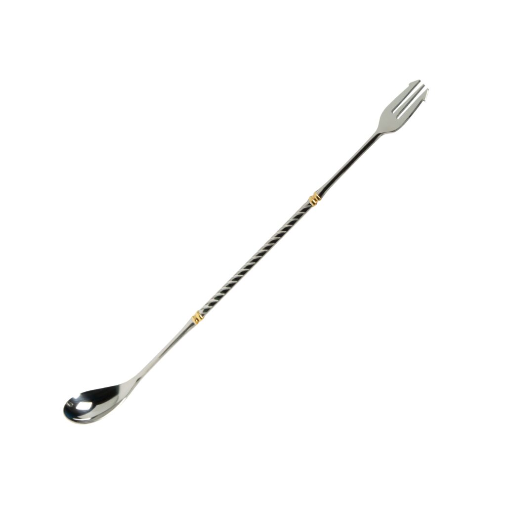 Cuchara Bartender Yukiwa 240mm Tridente aros dorados