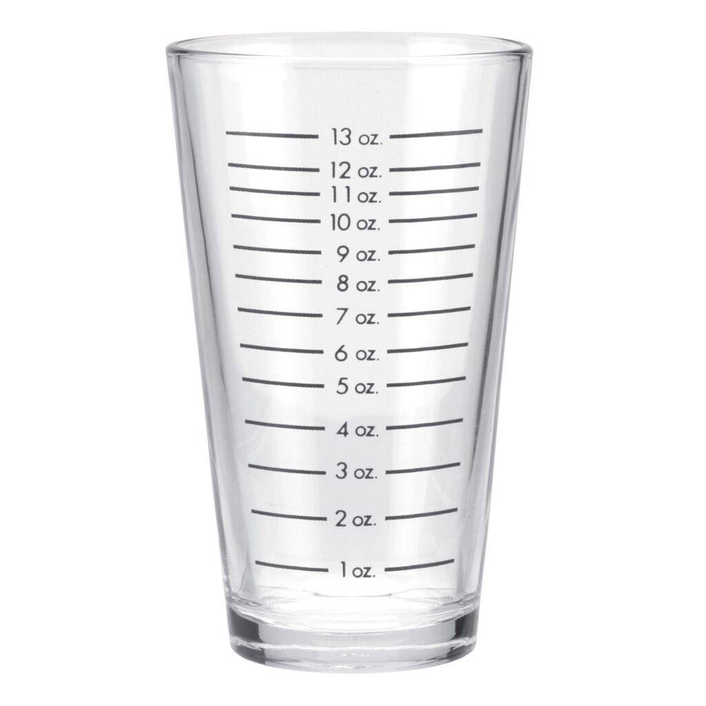 Vaso Coctelera Boston Vidrio Escalado en onzas 473ml